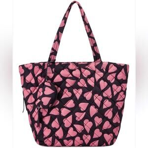 NWT MSRP$100 INC Hearts Nylon Shoulder Extra Large Quilted Tote